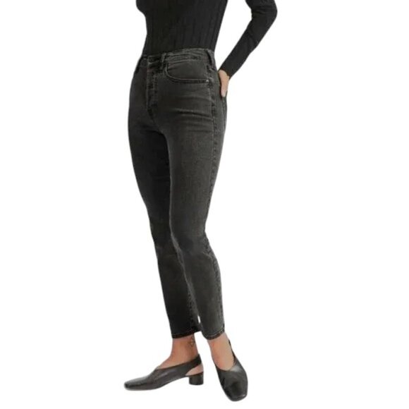 EVERLANE High Rise Slim Straight Cigarette Jeans 24 Black - Picture 1 of 8